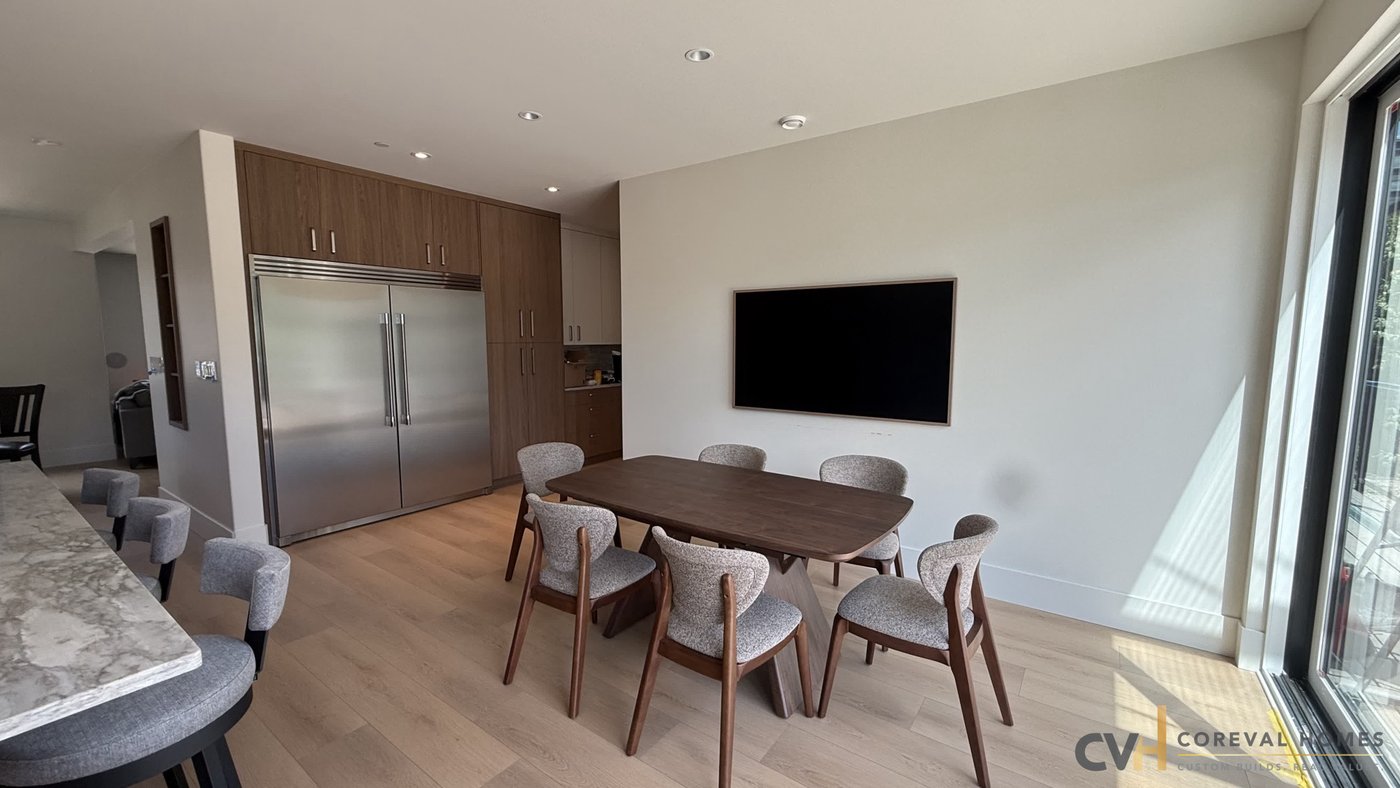 Kitchen and dining area in a completed CoreVal Homes build