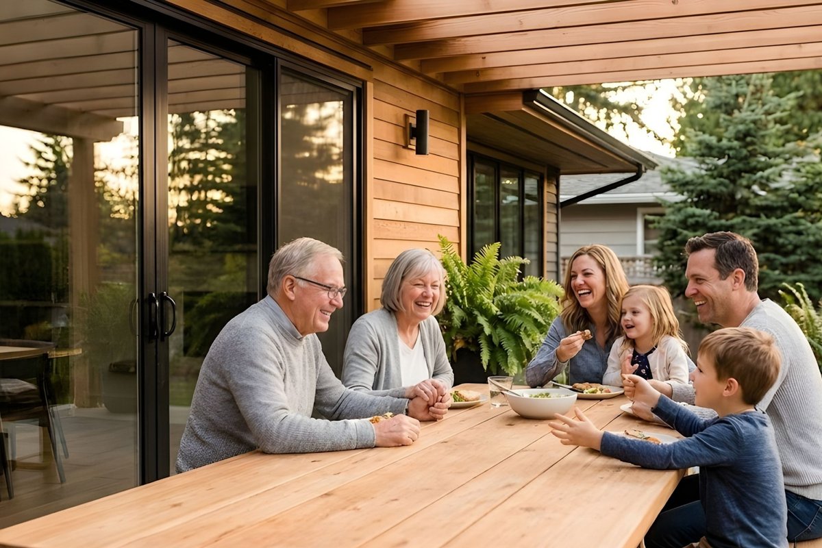 Happy family in their new Vancouver custom-built home — CoreVal Homes