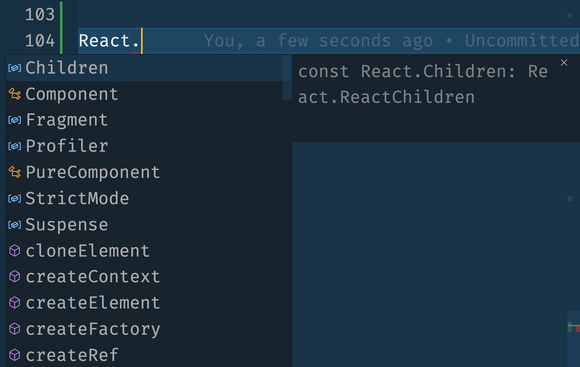React intellisense
