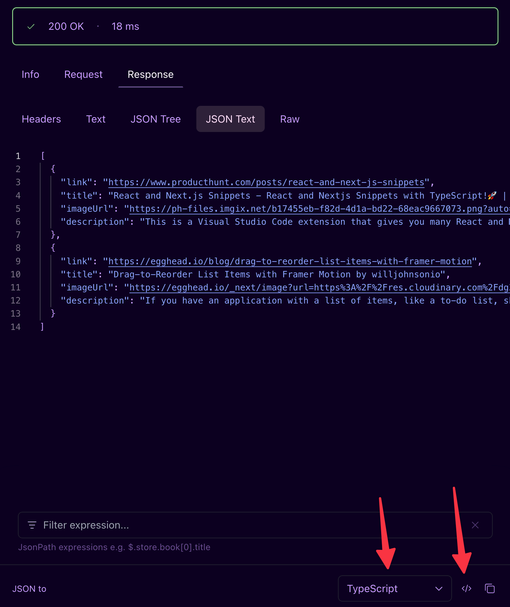 Generate TypeScript types from API endpoint data.