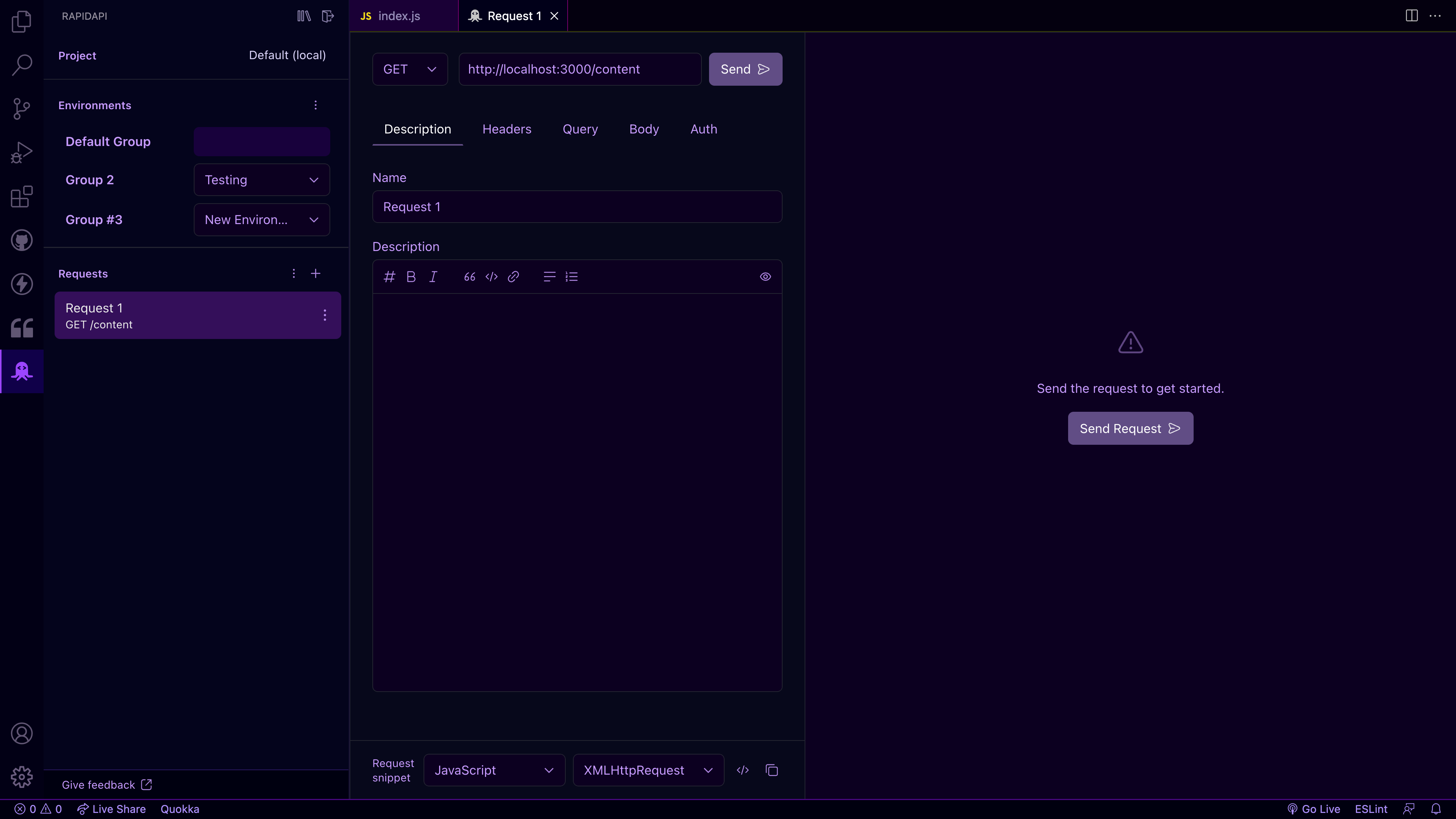 RapidAPI Client Extension New Request