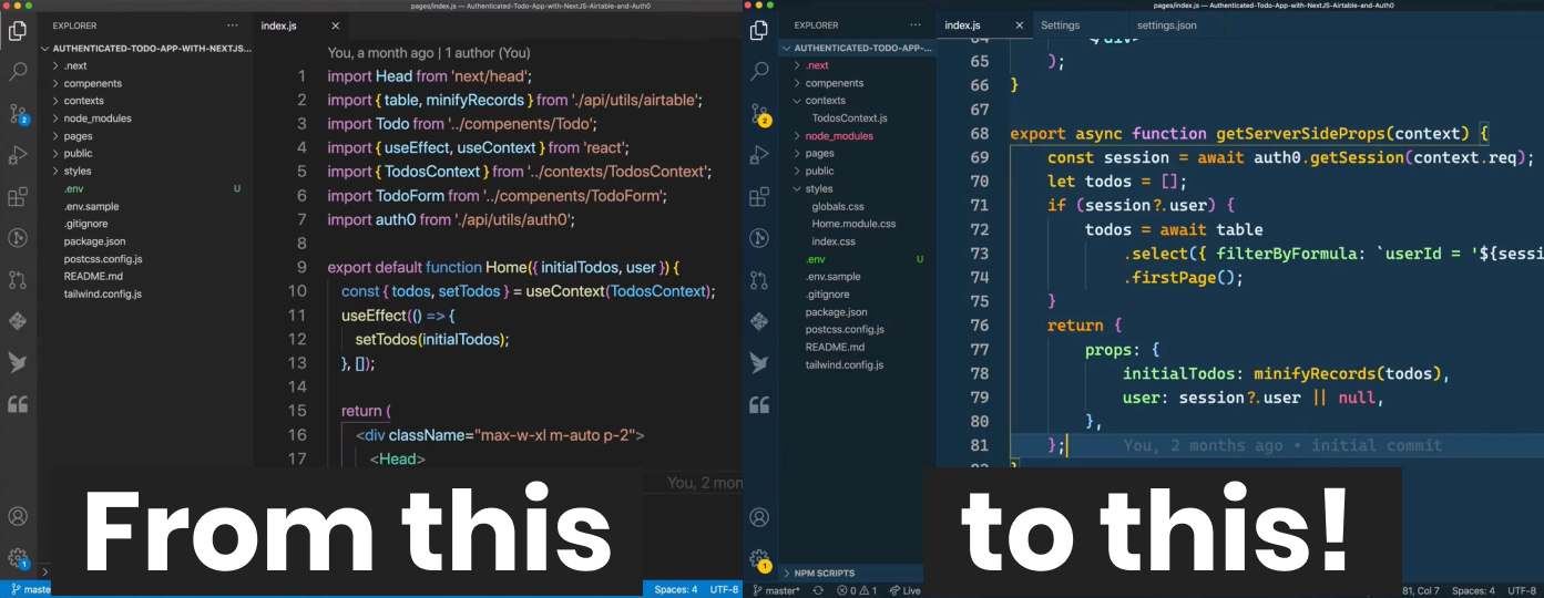 From this to this in VS Code