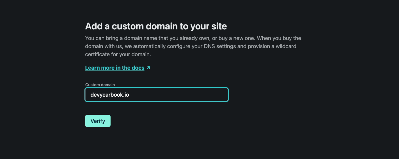 Verify domain name in Netlify