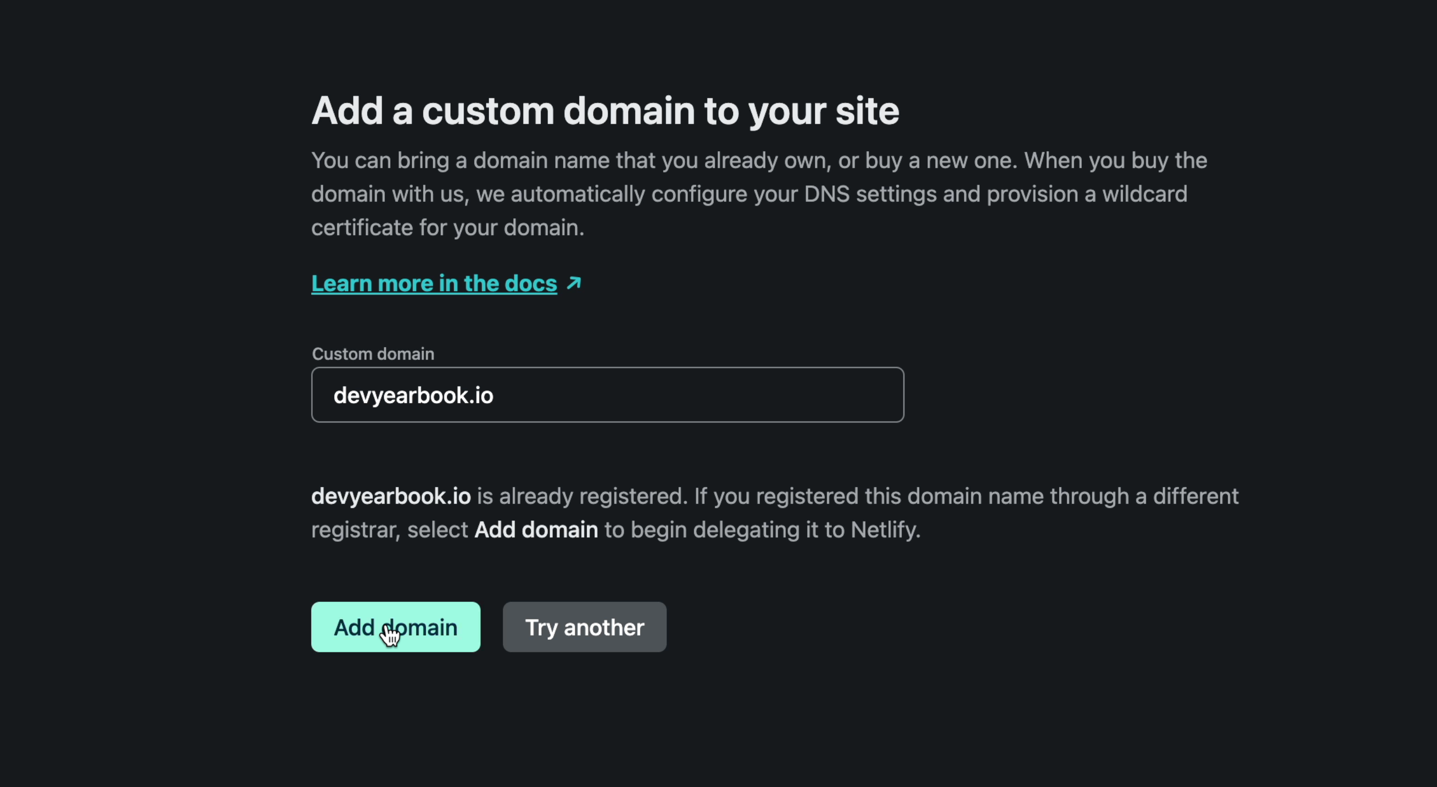 Verify Ownership of Domain in Netlify