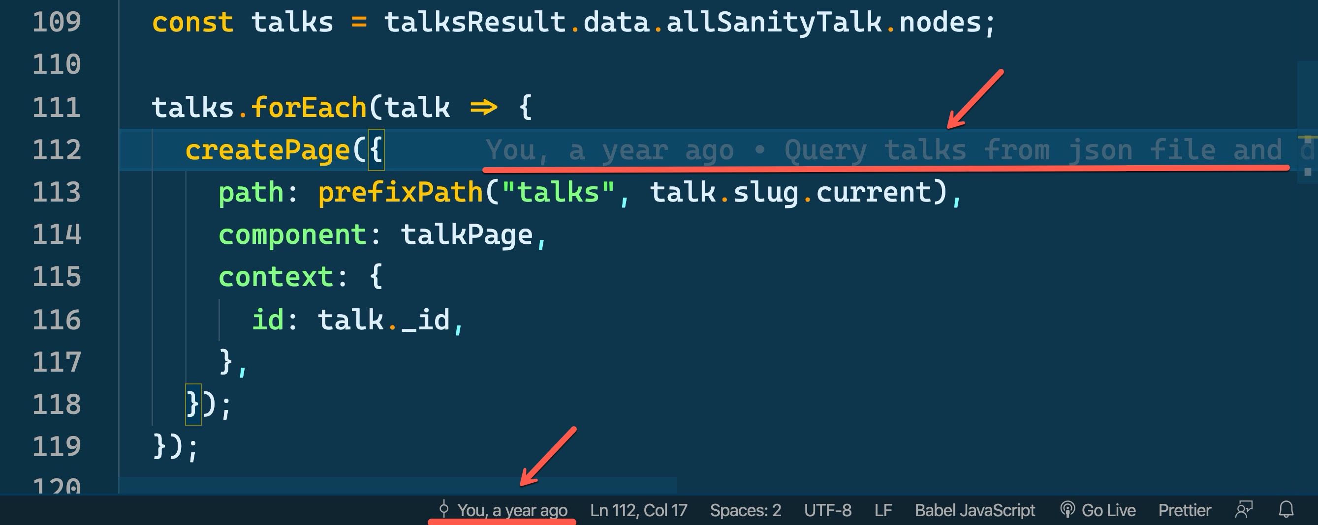 Git Blame info