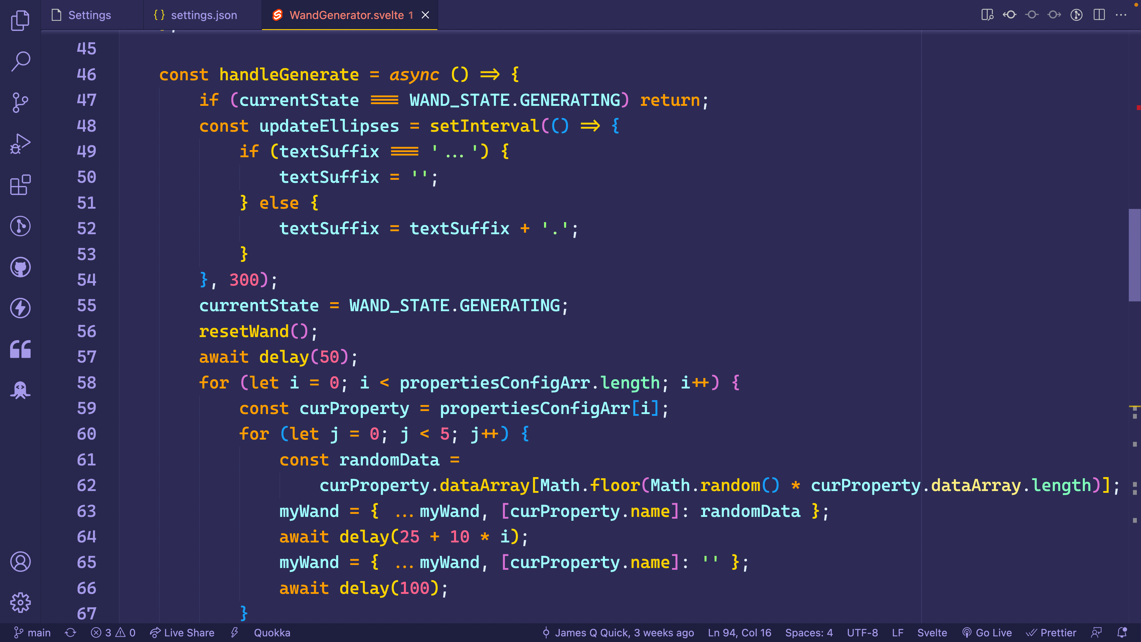 Code editor in VS Code with Cascadia Code font and font ligatures turned on