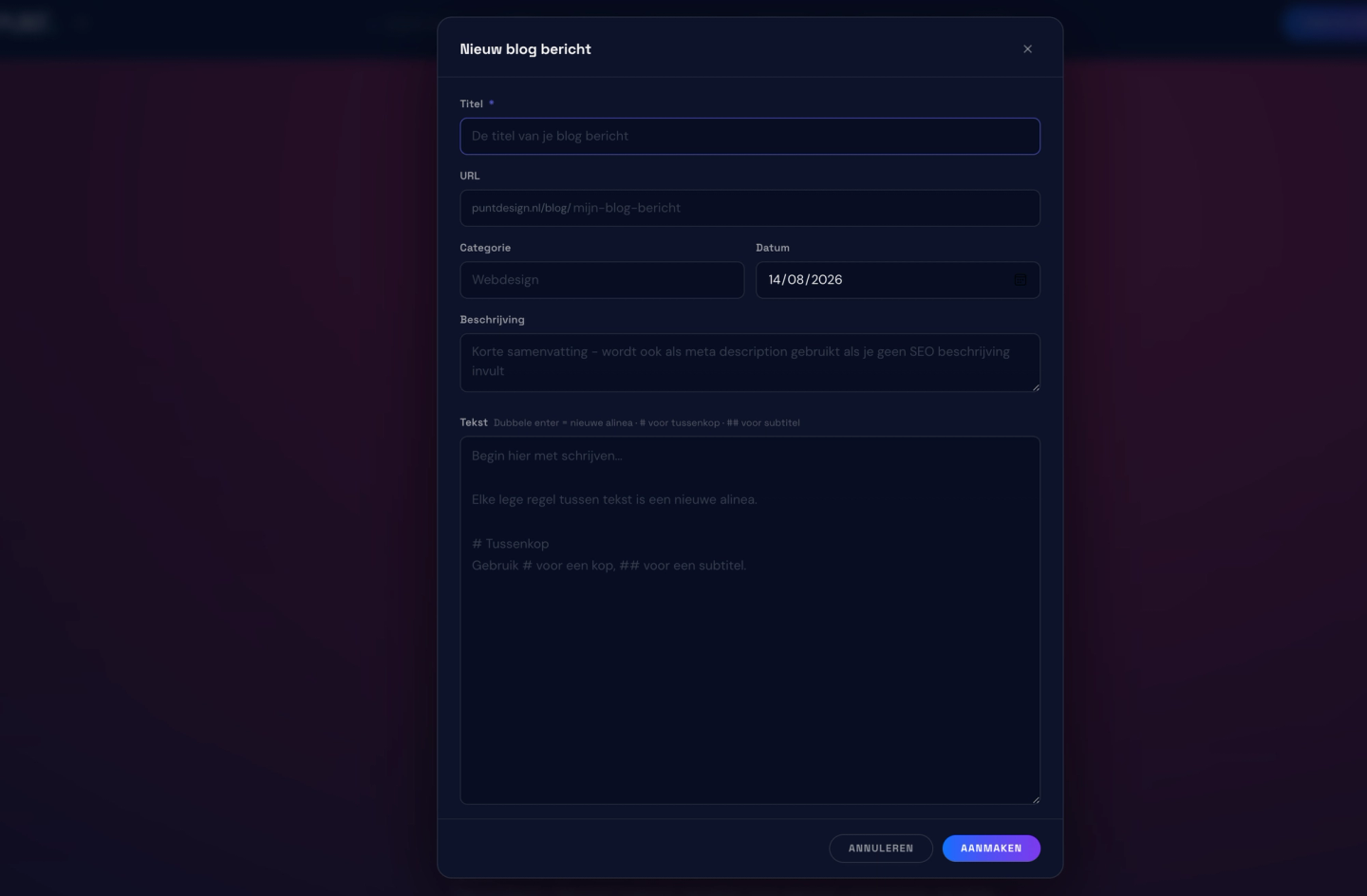 Create a new blog post without ever opening Studio.