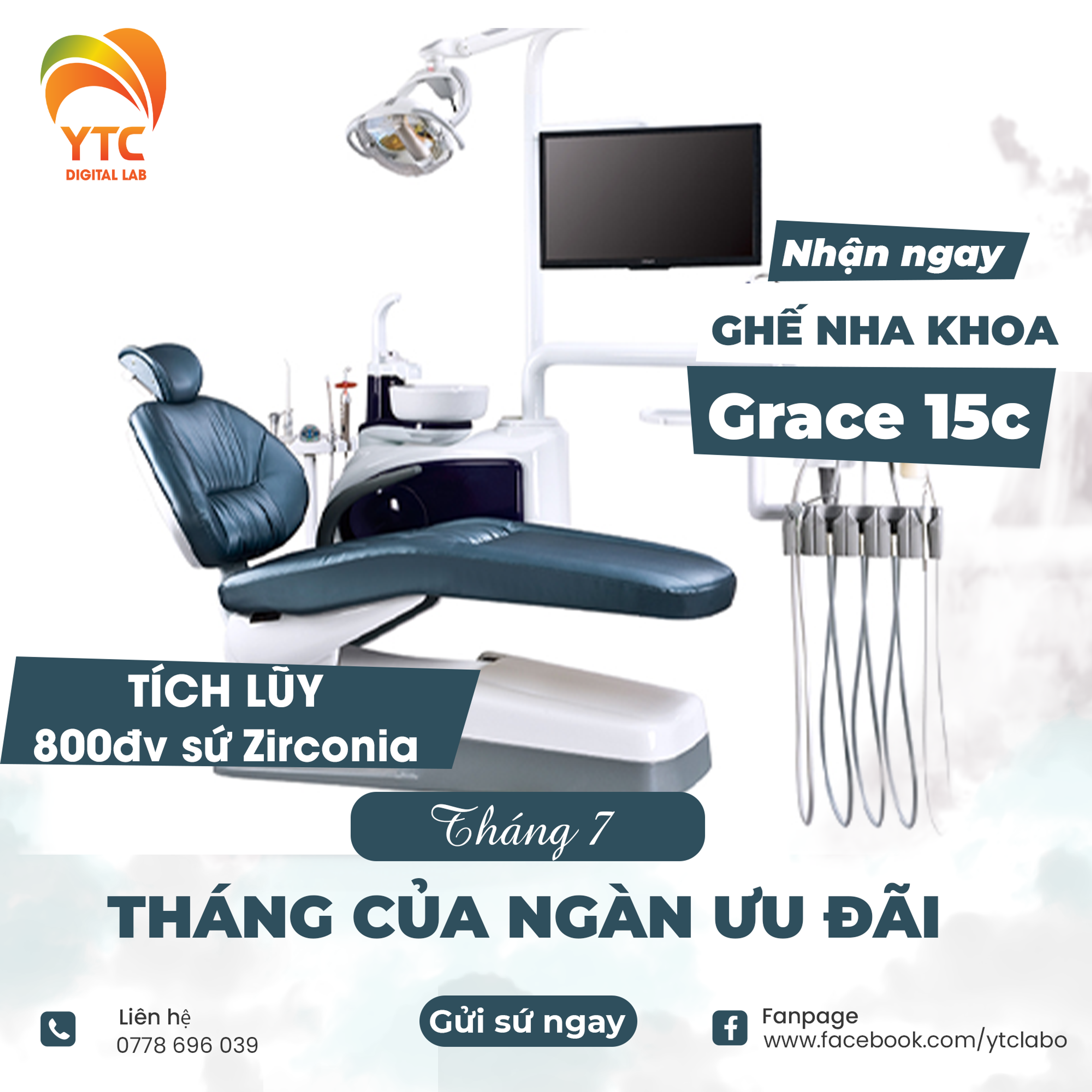 Nhận ngay ghế nha Khoa Grace 15C khi tích lũy 800 đơn vị sứ Zirconia
