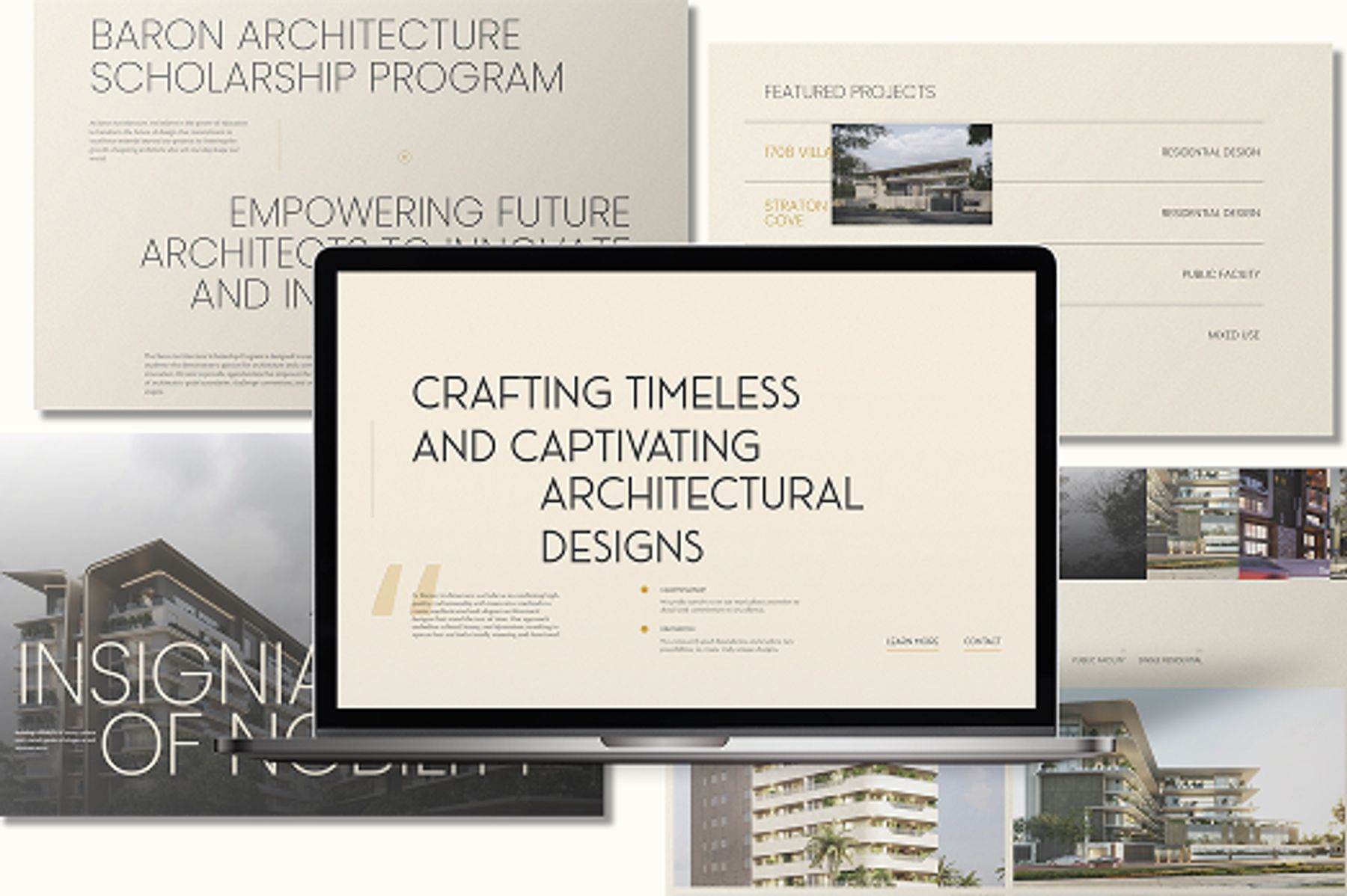 screens showing different pages of Baron Architecture website