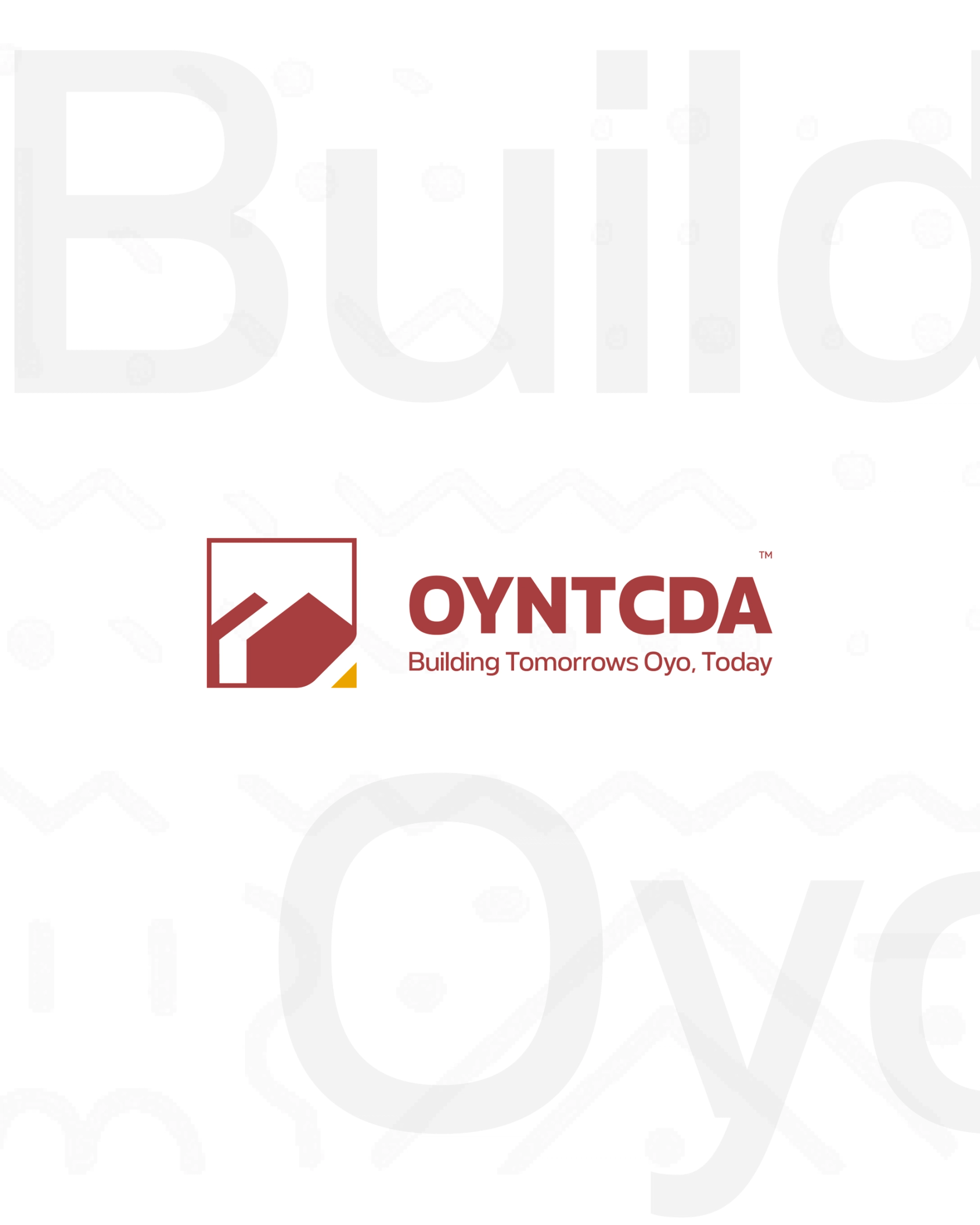 OYNTCDA red and yellow symbol, wordmark and tagline on a pale patterned background