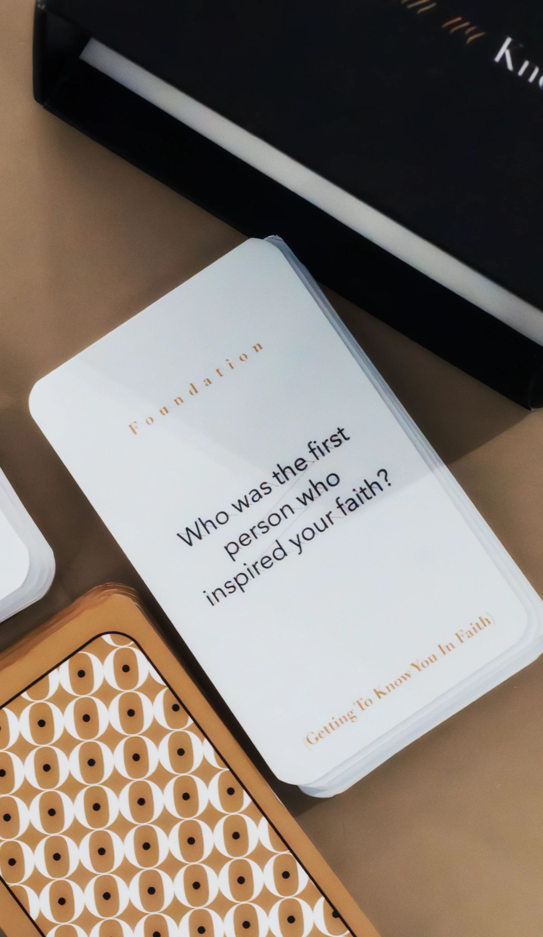 Printed Foundation conversation card with a faith question