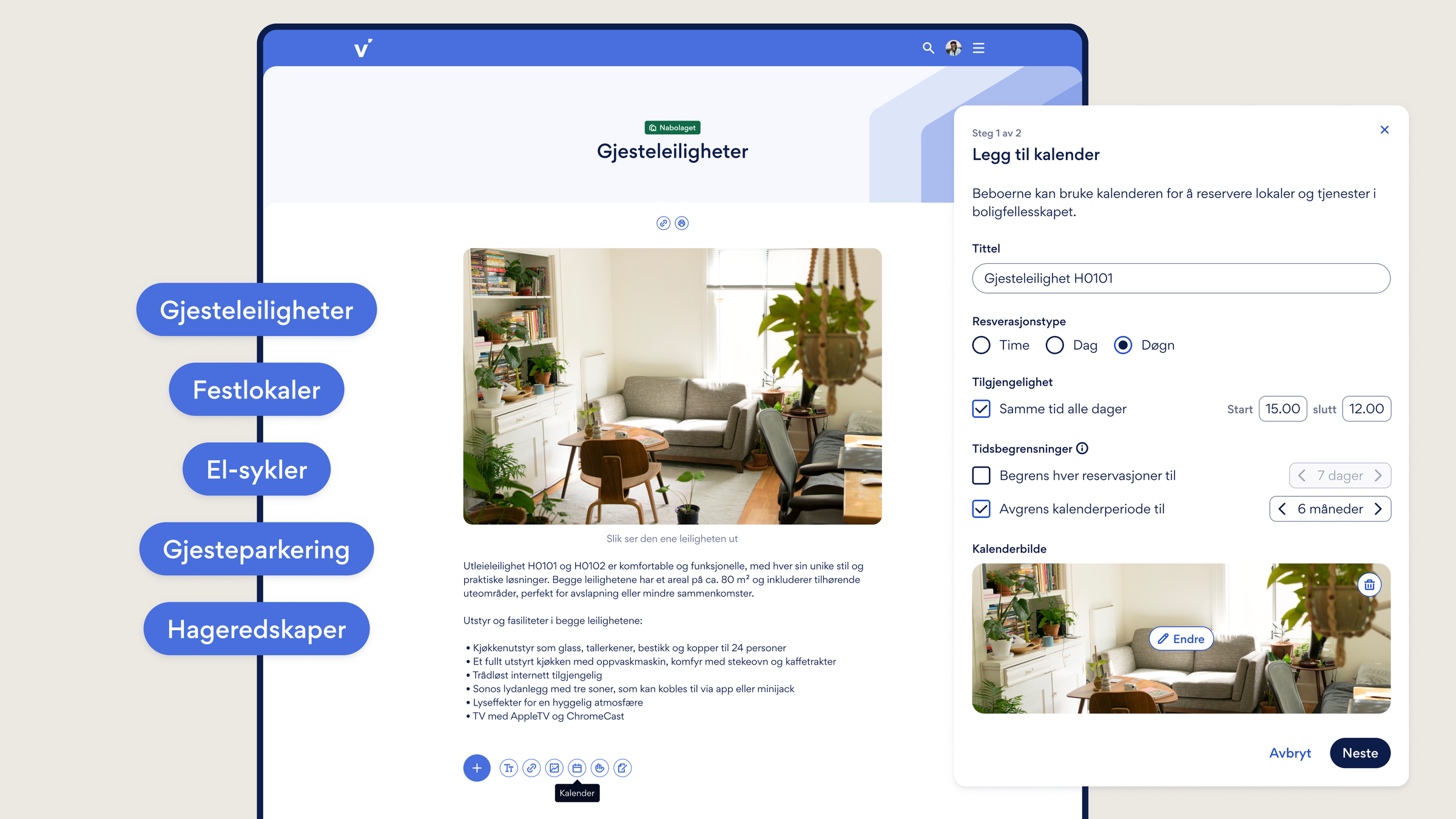 a computer screen shows a page that says ' gjesteleiligheter ' on it
