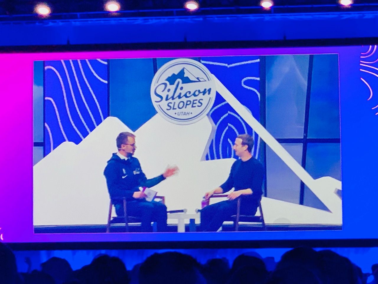 Silicon Slopes Executive Director Clint Betts interviewing Mark Zuckerberg by Clark Newell