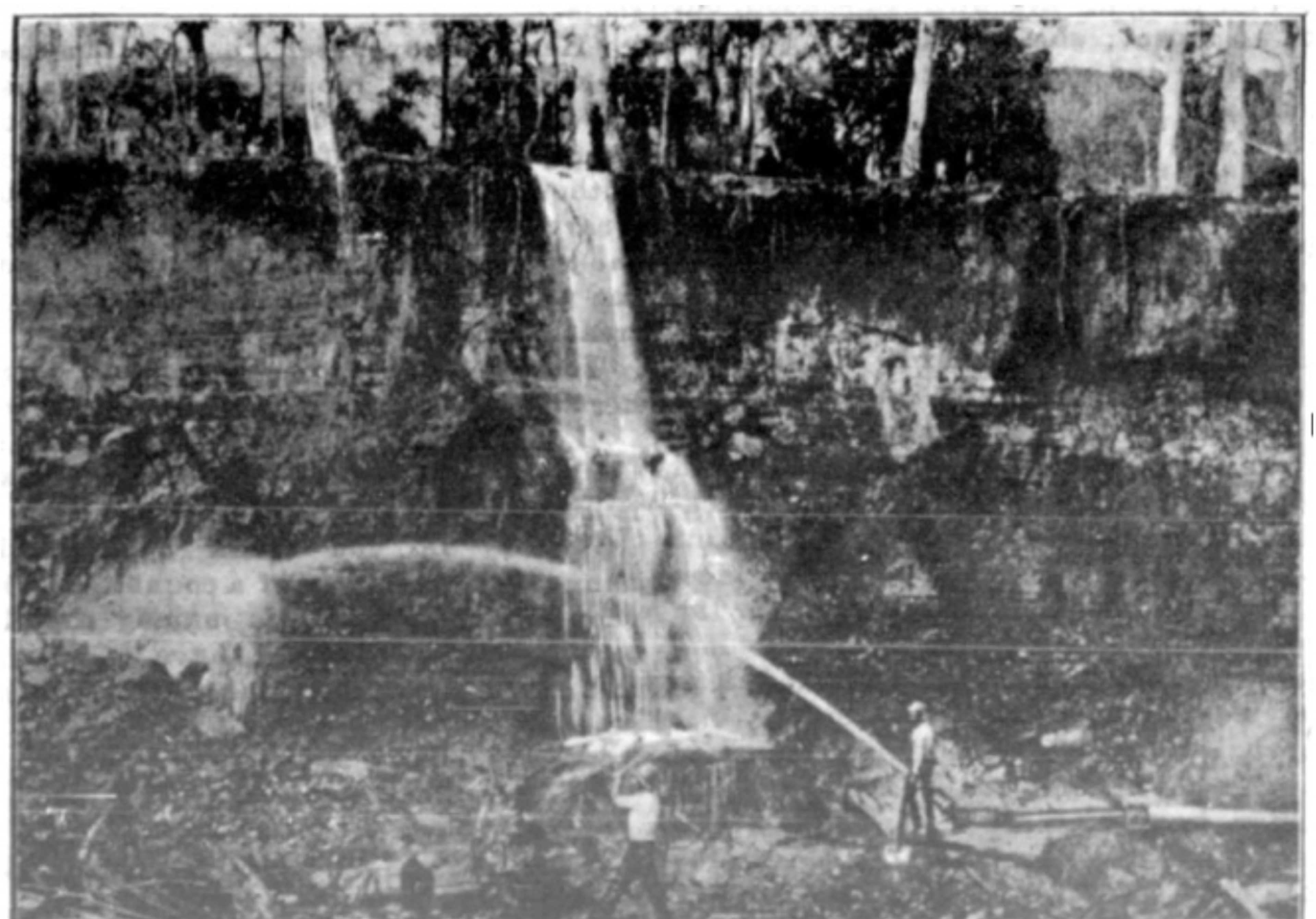 Sluicing operations at Heinecke’s Claim, Back Creek, in 1890