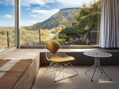 Chair in front of a landscape for Herman Miller New Mexico collection