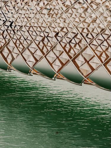 Detail of Norman Foster Foundation installation and water in Venice
