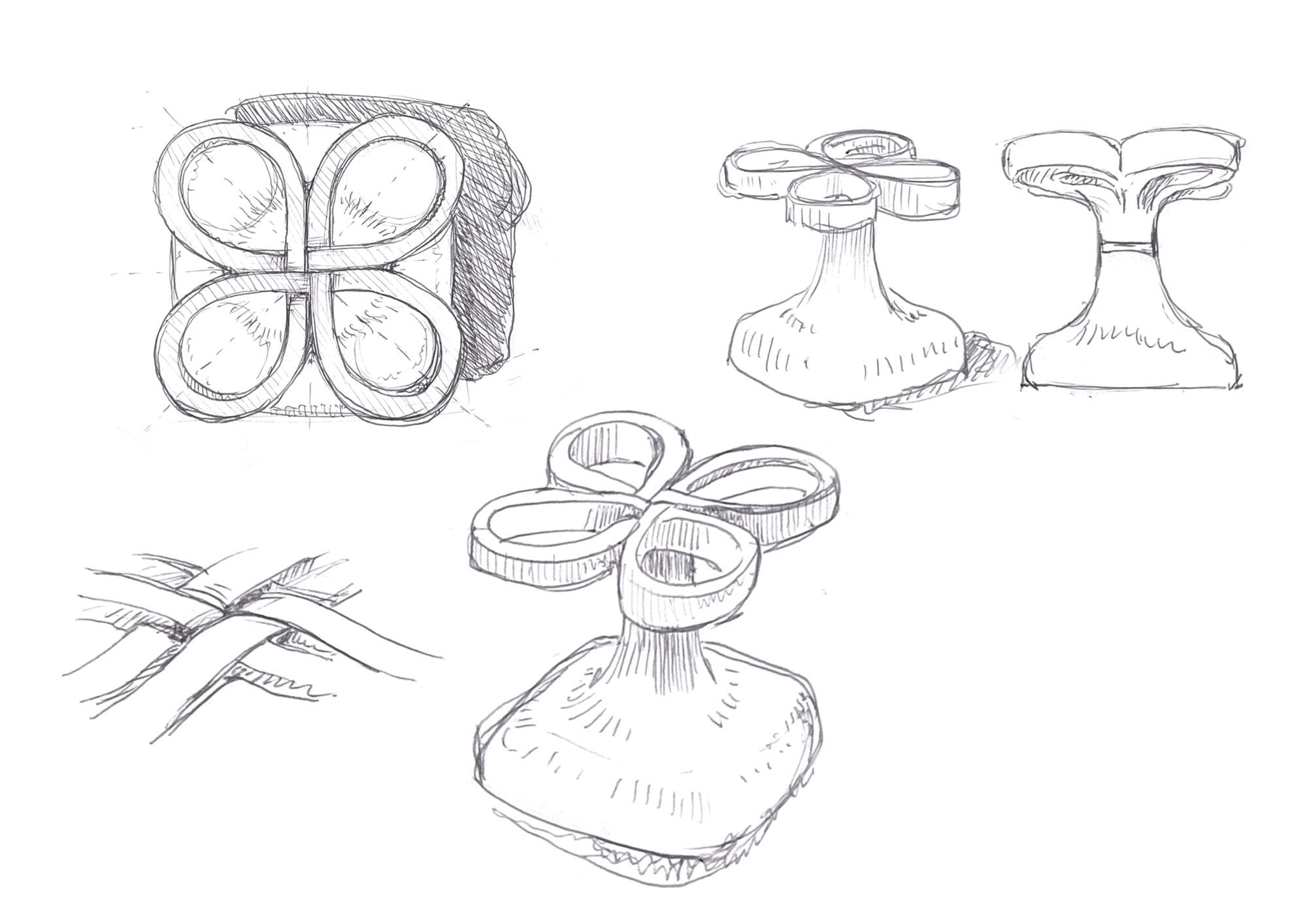 Various sketches of knot designs