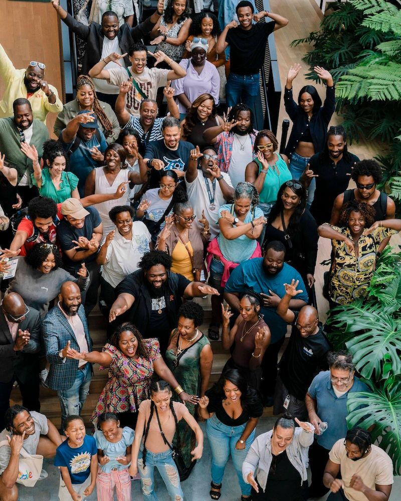 Crowd of people in a festival setting