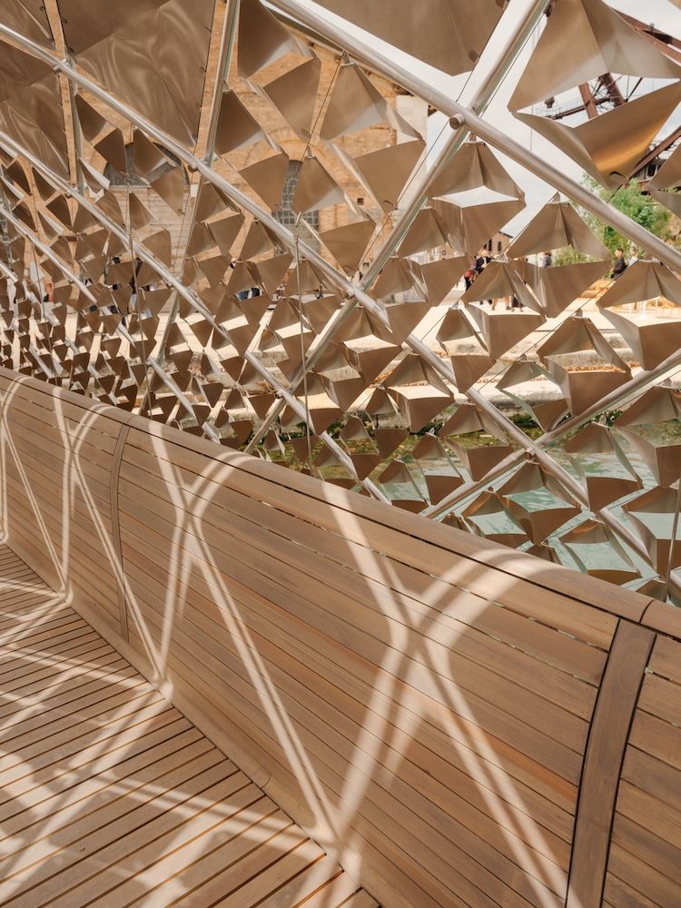 Details and shadow of Gateway to Venice’s Waterway at Venice Biennale by Norman Forster Foundation and Porsche