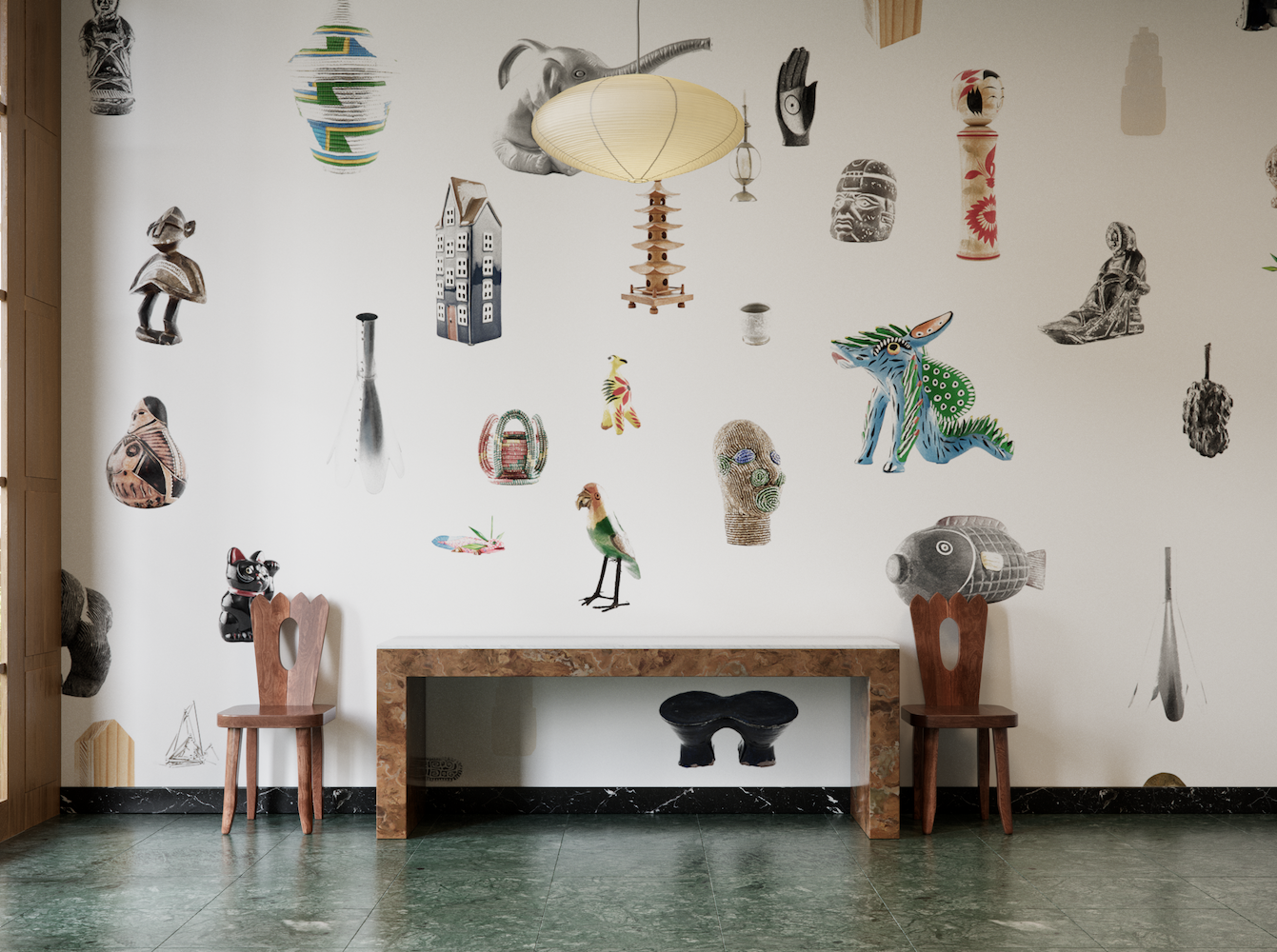 Wallpaper design by Stephen Burks and Calico 