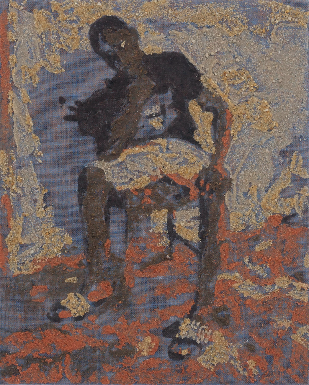 A man sitting on a chair in a painting.