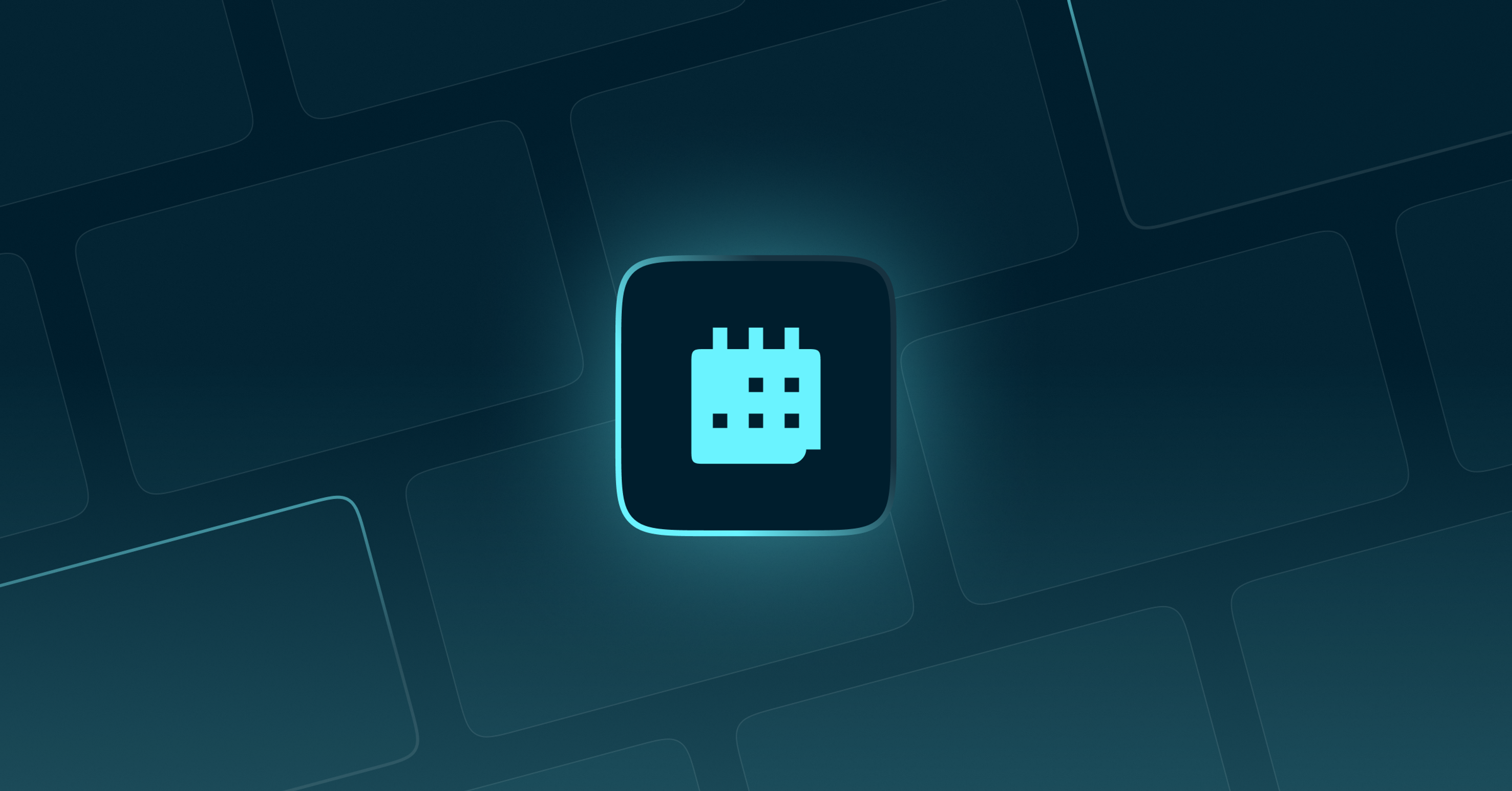 Glowing blue calendar icon.