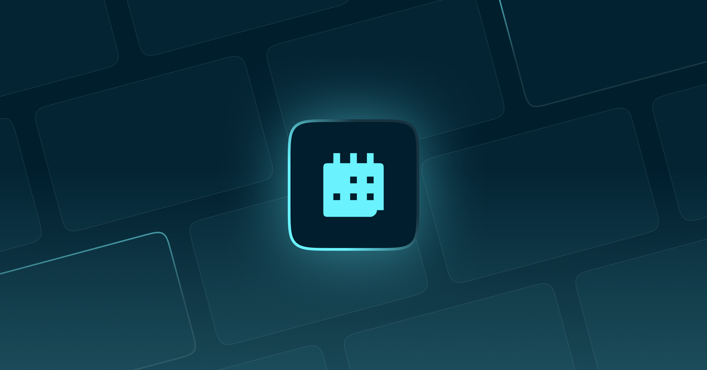 Glowing blue calendar icon.