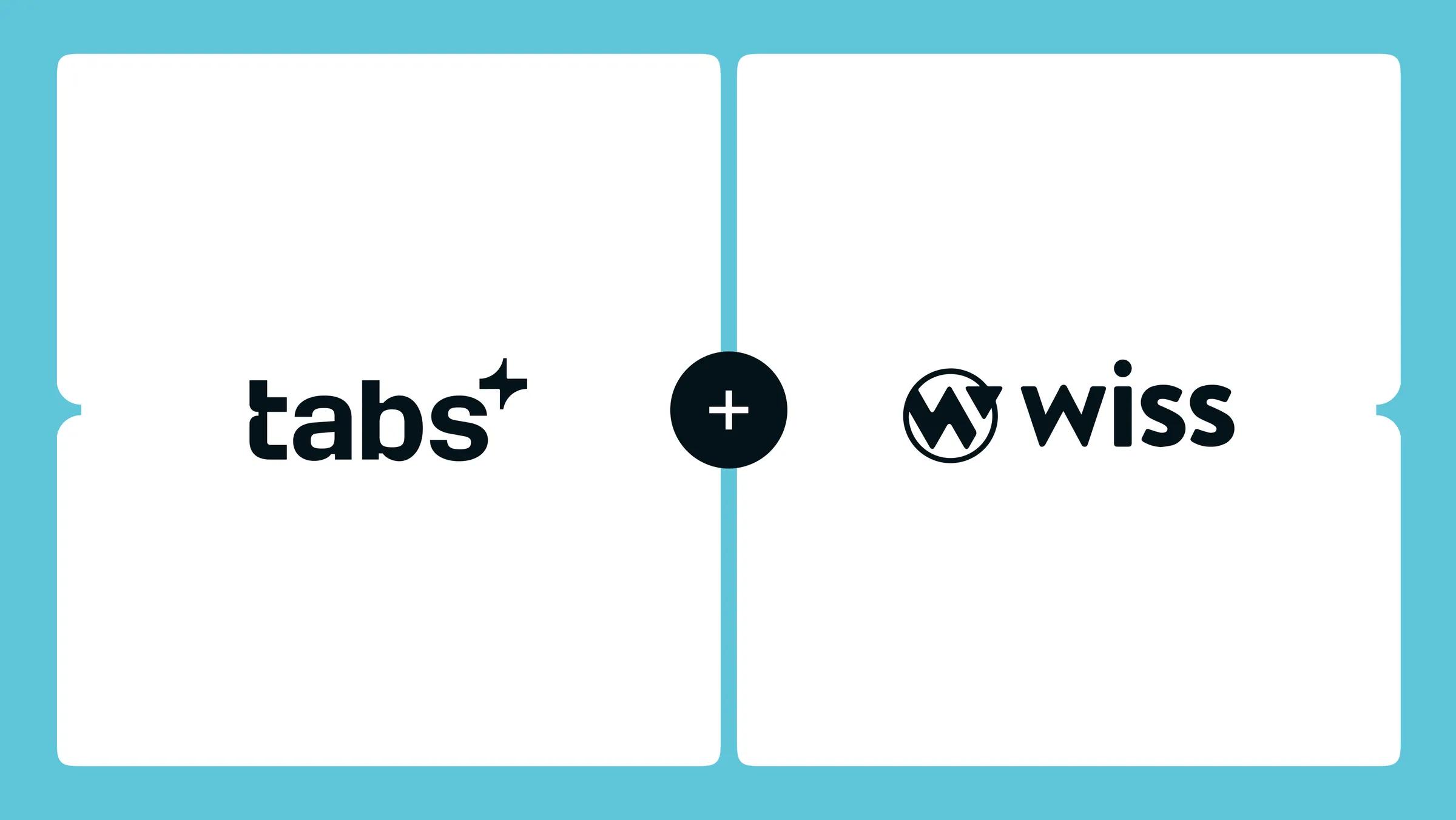 Logos for Tabs+ and Wiss, joined by a plus sign.