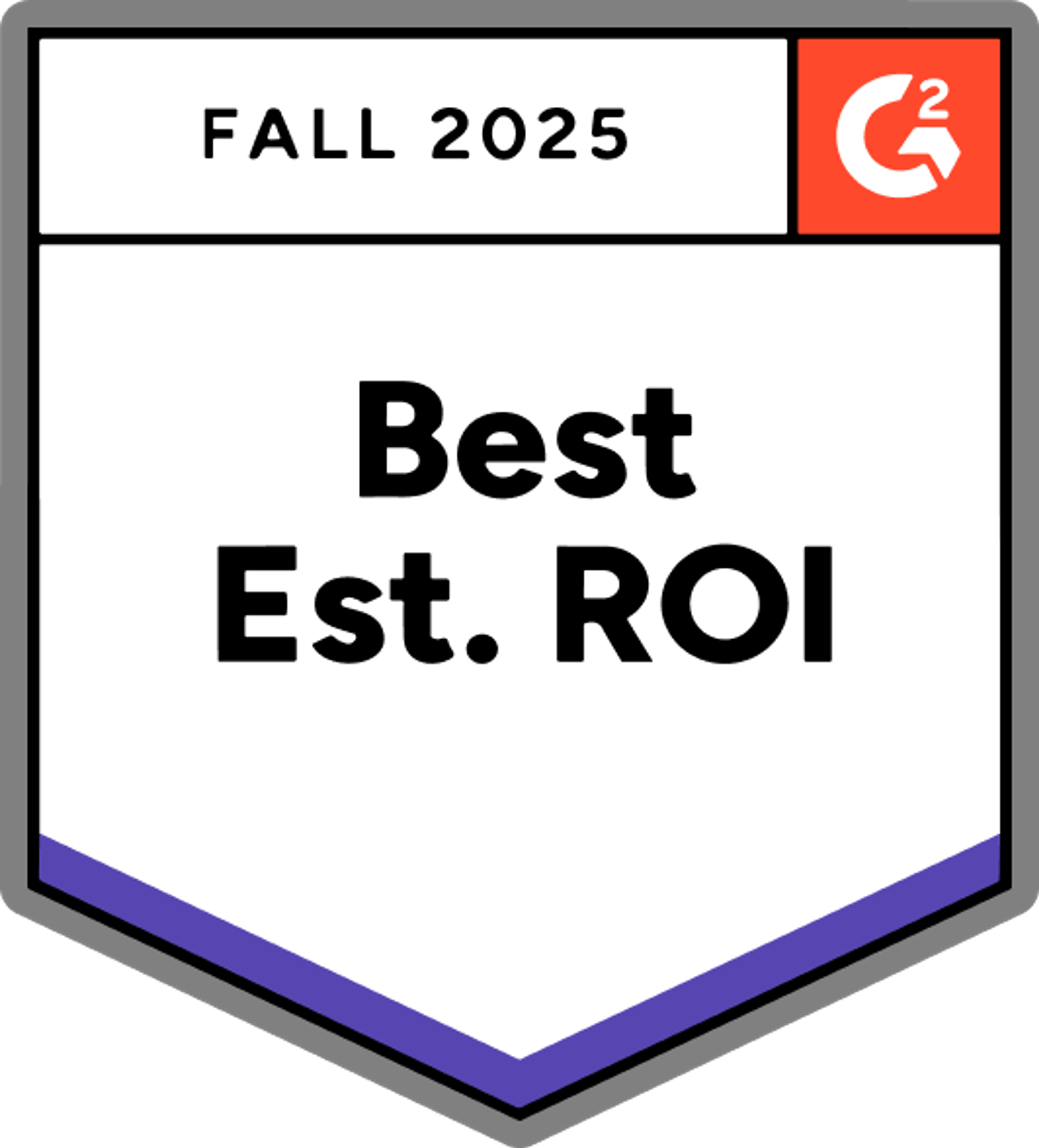 G2 award badge for Best Estimated ROI, Fall 2025.