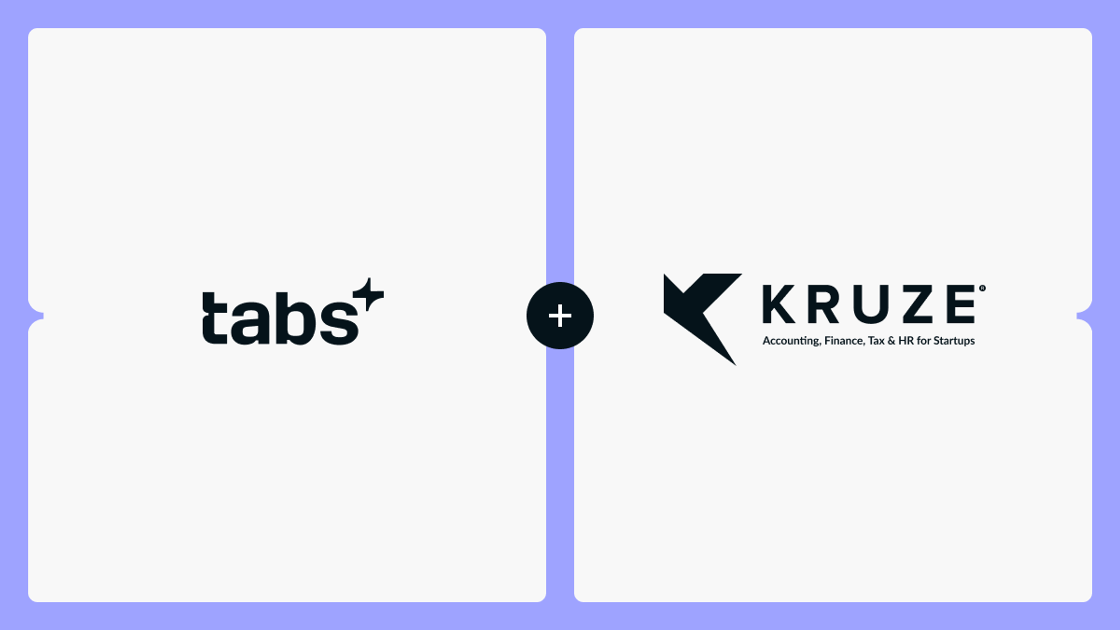 Tabs+ logo and Kruze logo (Accounting, Finance, Tax & HR for Startups) joined by a plus sign.
