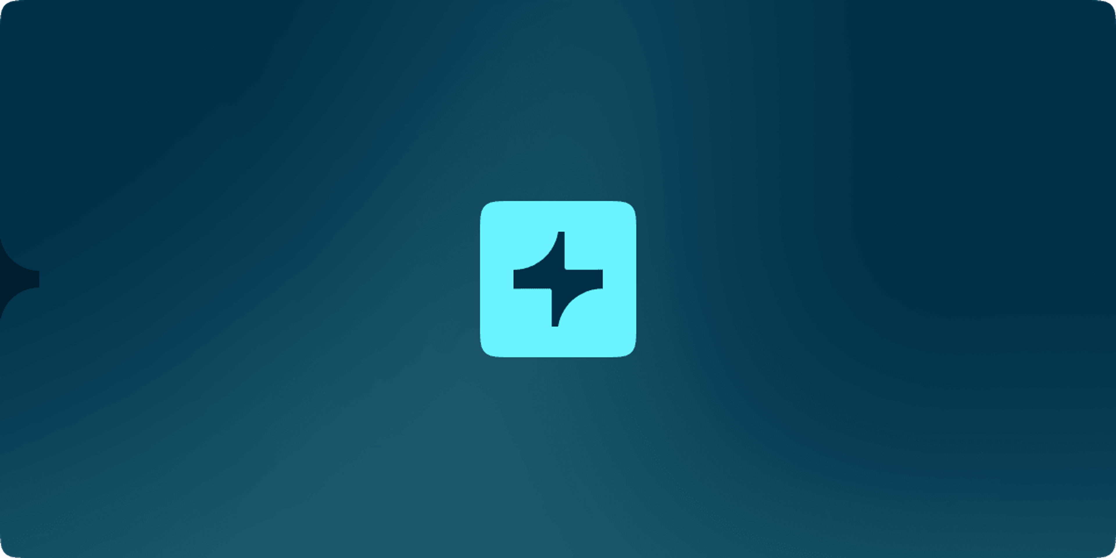 Light blue square icon with a dark blue cross symbol with flared horizontal ends.