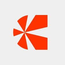 Orange geometric K logo.