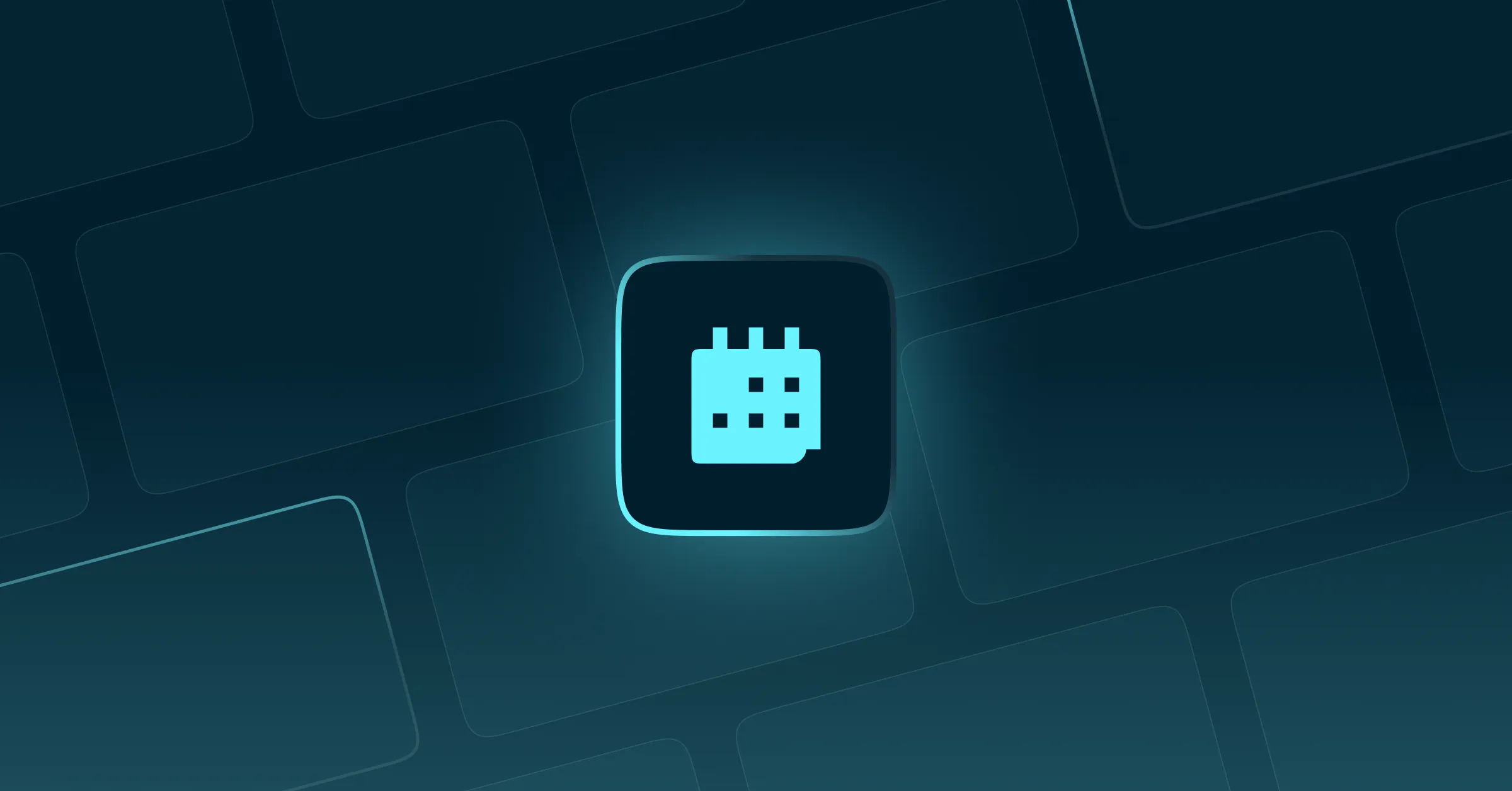 Glowing blue calendar icon.