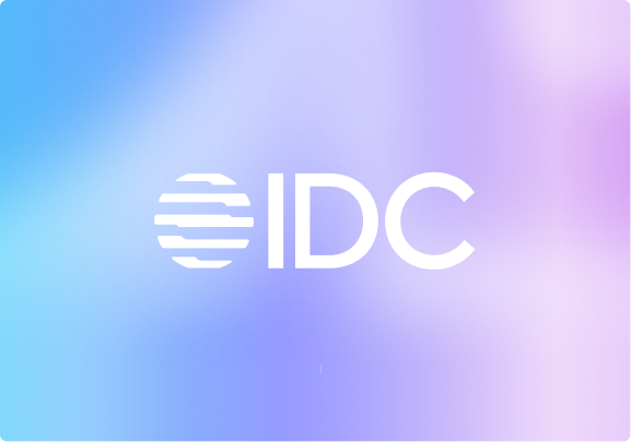 IDC logo with a globe icon on a blue and purple gradient background.