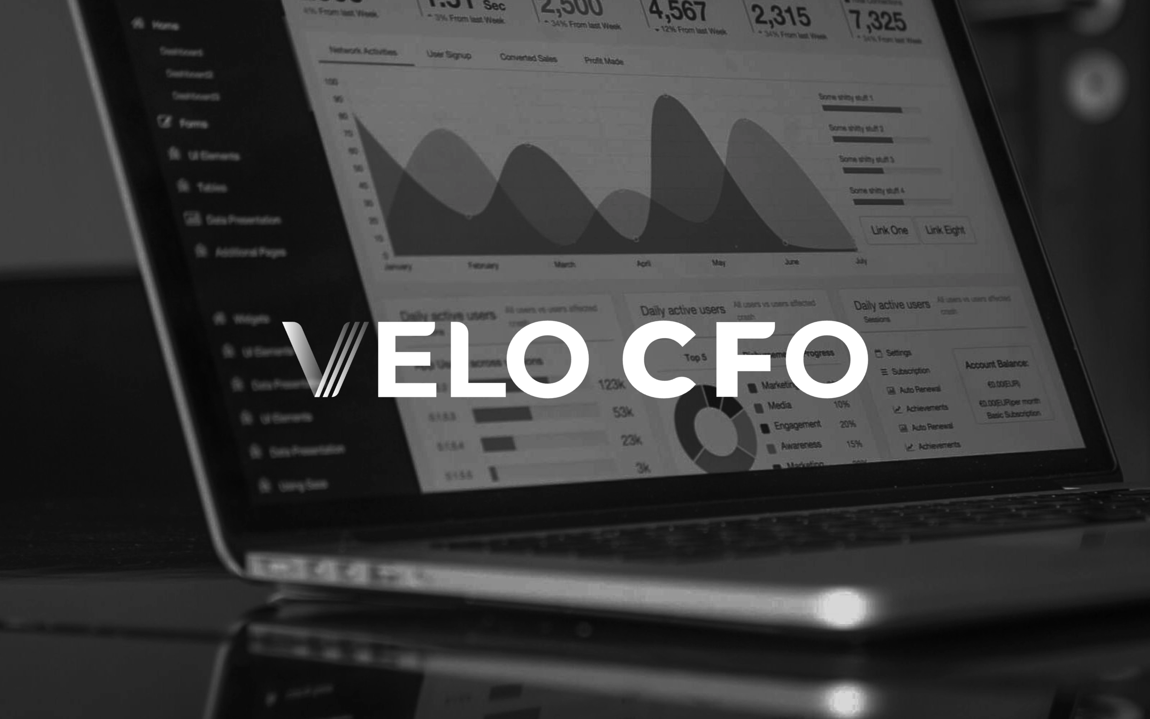 a laptop is open to a page that says velo cfo