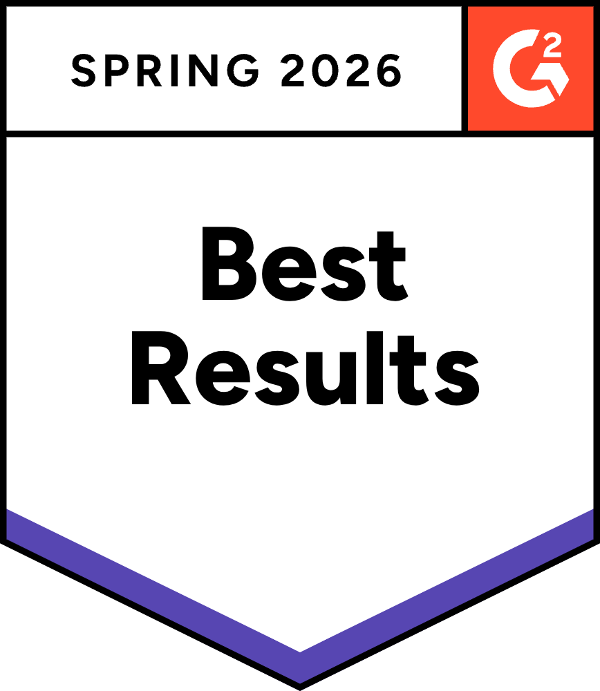 G2 Best Results Spring 2026 badge.