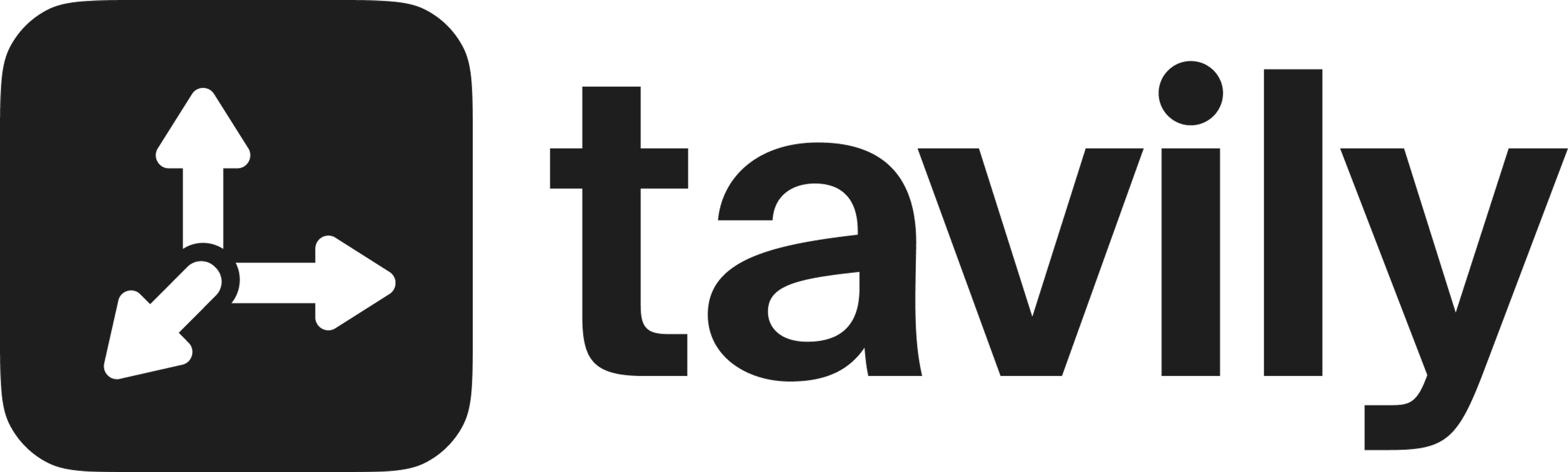 Tavily logo with a 3D axis icon.