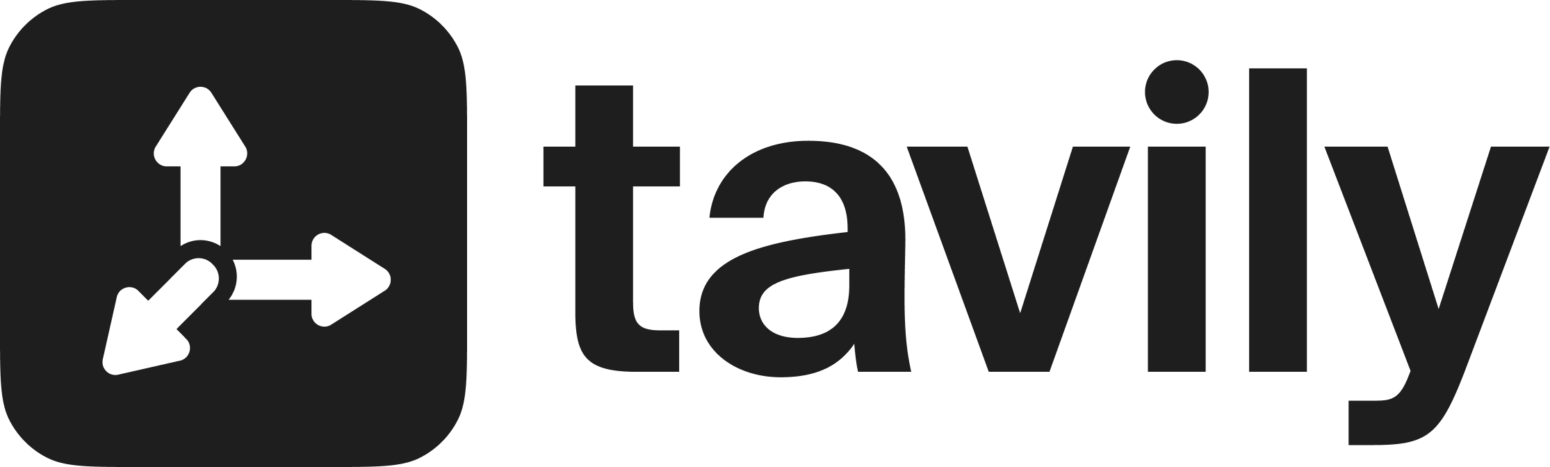 Tavily logo with a 3D axis icon.