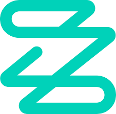 Abstract teal zigzag logo.