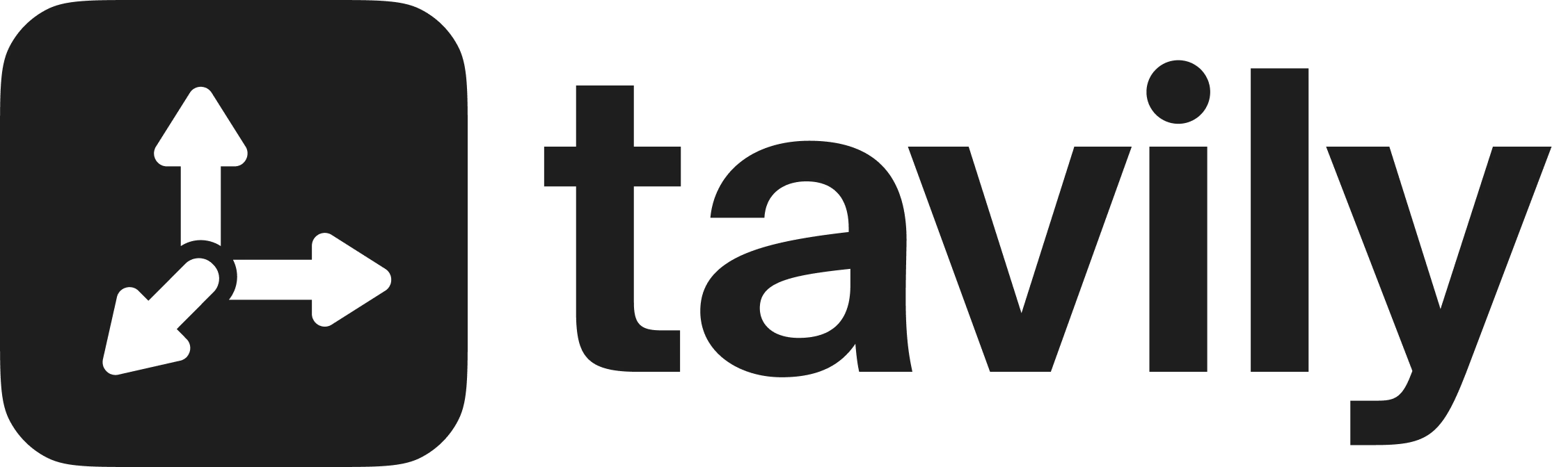 Tavily logo with a 3D axis icon.