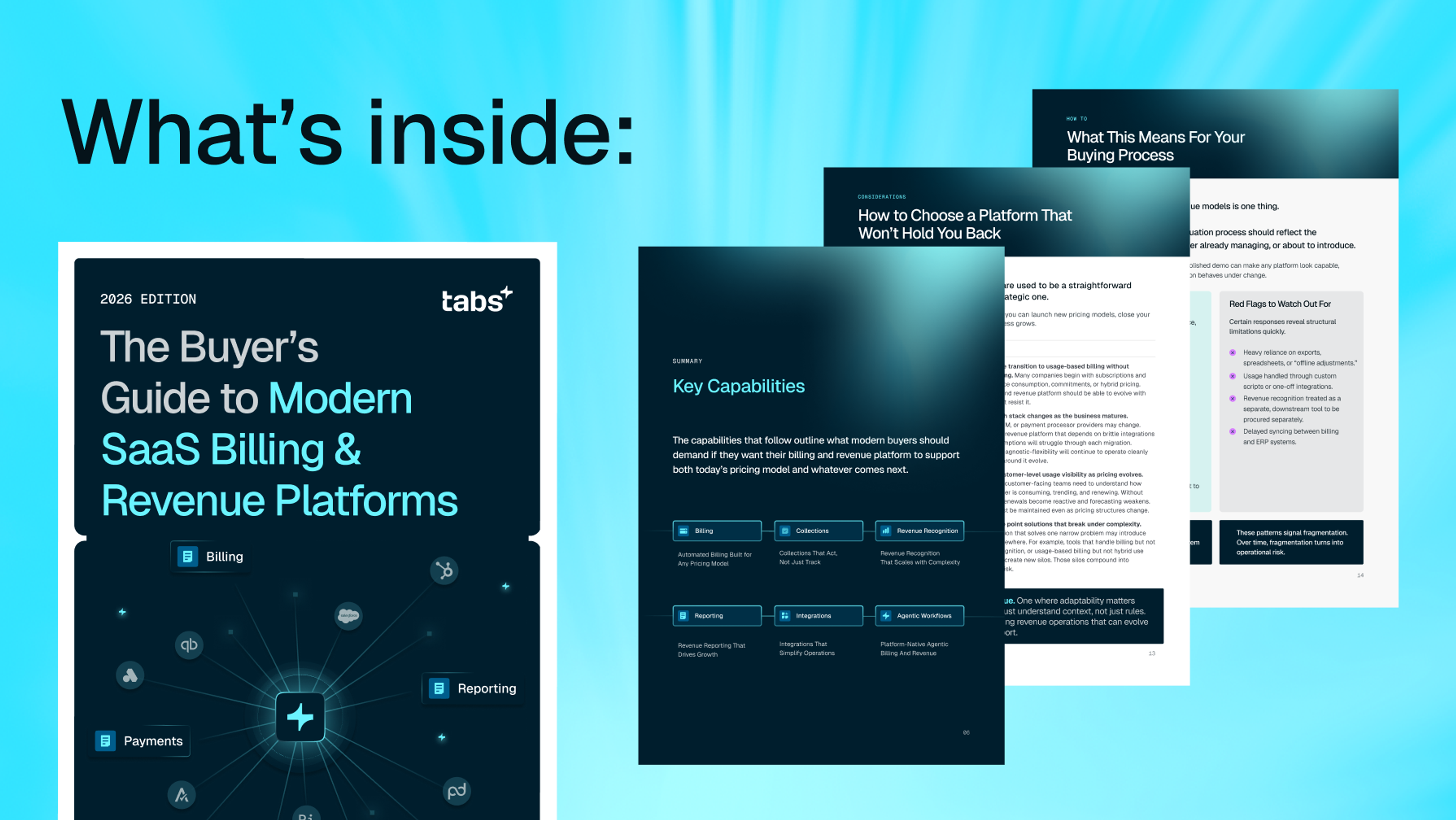 Cover and open pages of "The Buyer's Guide to Modern SaaS Billing & Revenue Platforms."