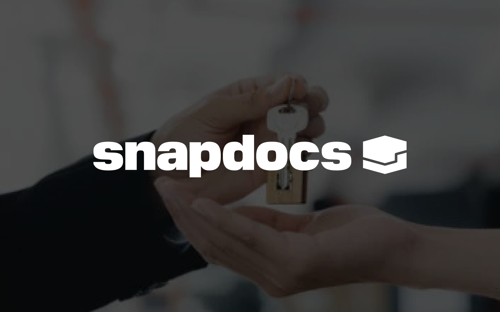 Snapdocs logo over hands exchanging keys