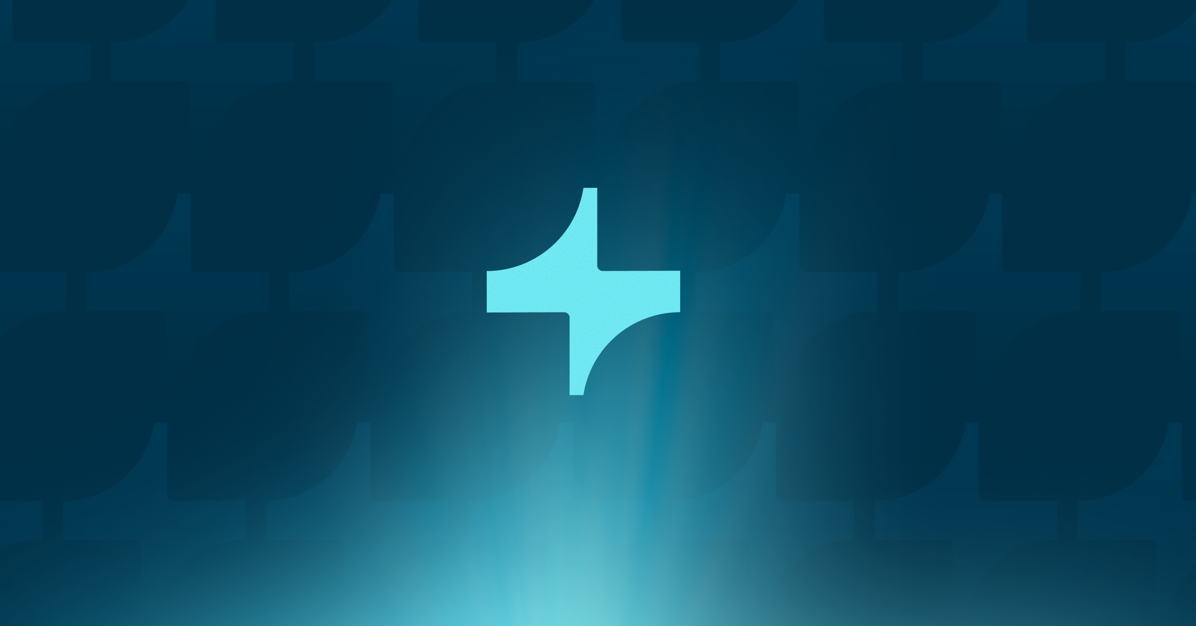 A light blue plus sign with a light beam below it on a dark blue patterned background.