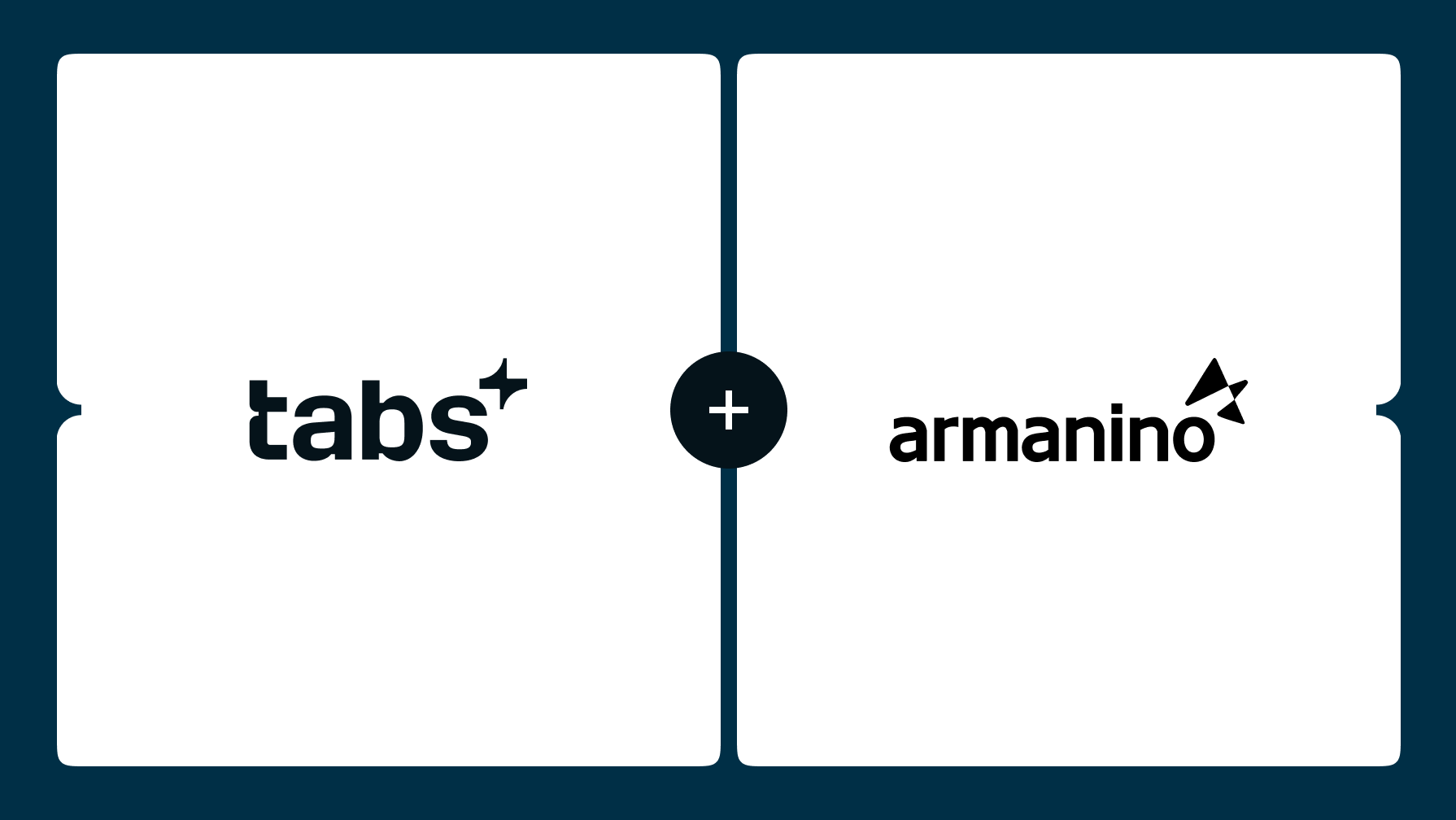 Logos for tabs+ and armanino joined by a plus sign.