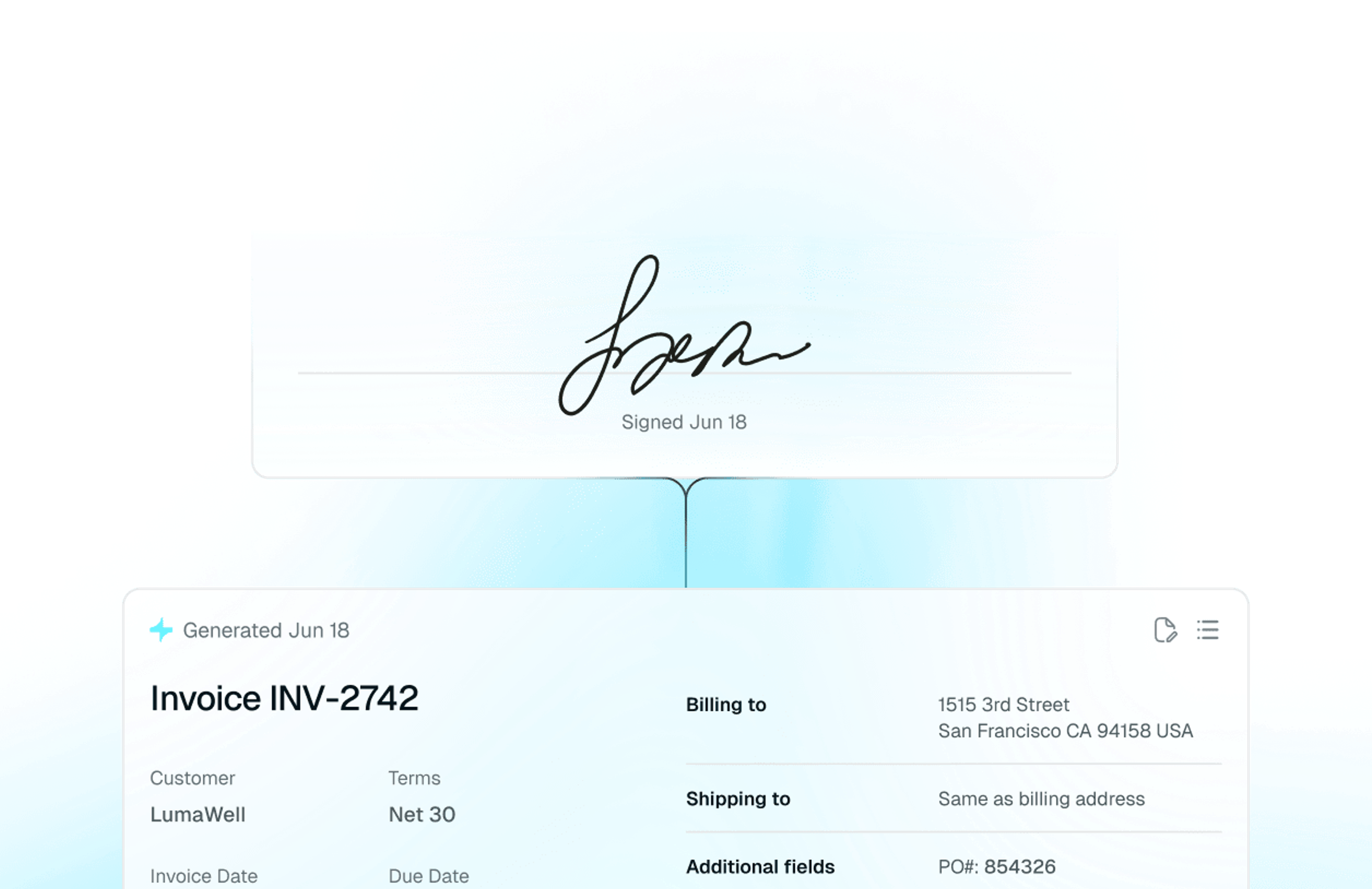 Billing product shot