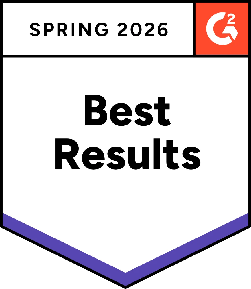 G2 Best Results Spring 2026 badge.