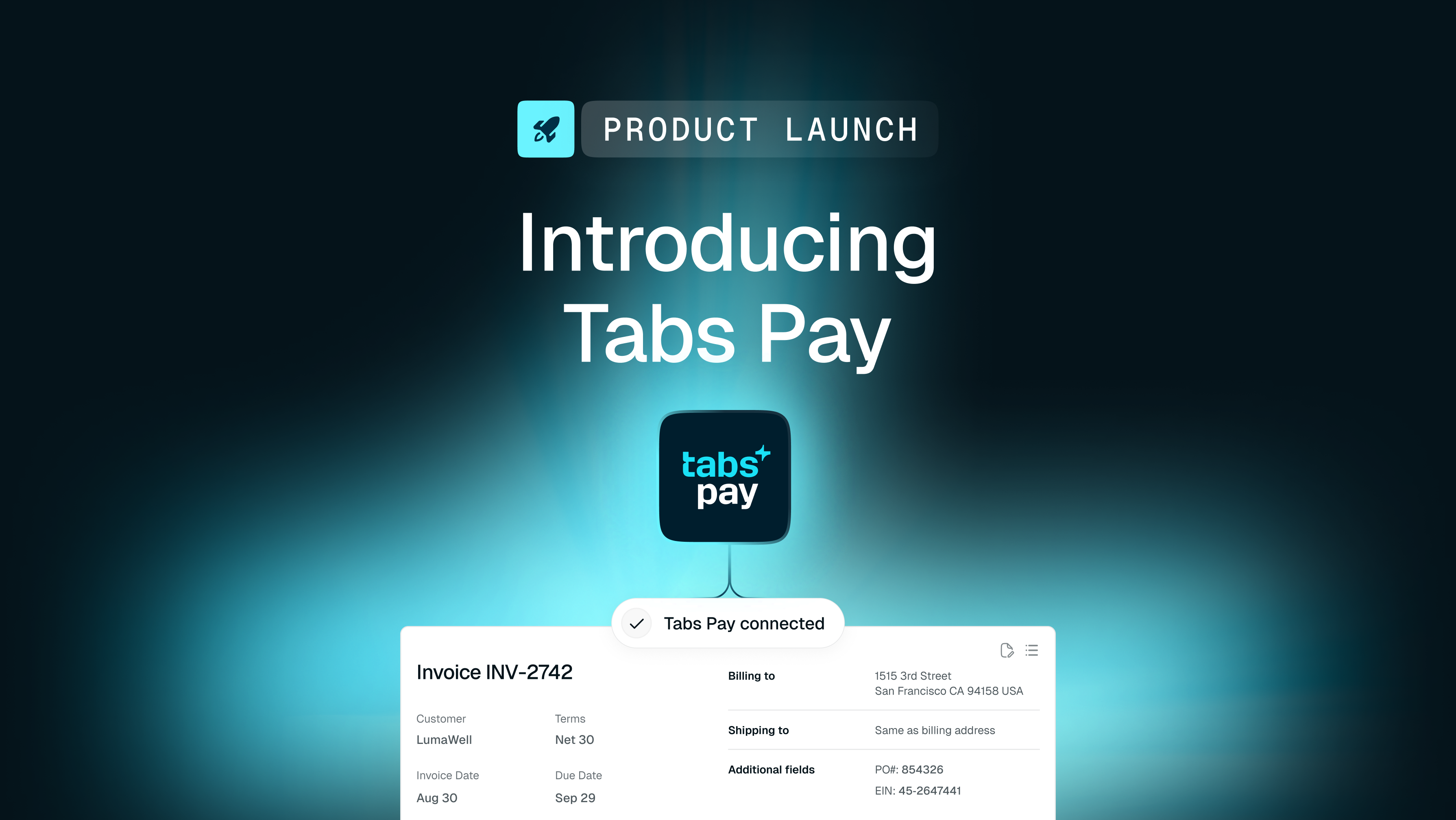 PRODUCT LAUNCH: Tabs Pay