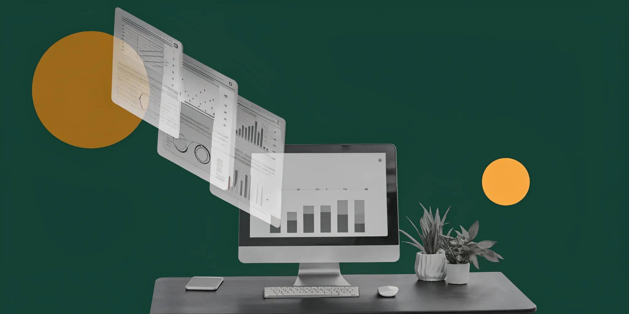 ARR calculator on a computer screen with keyboard and plant.