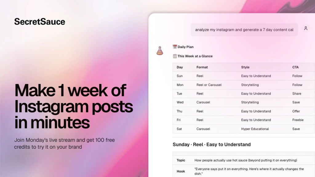 instagram weekly planner