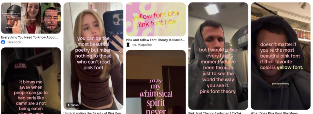 social media trend pink font theory